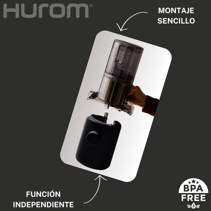 ГУРОМ Соковижималка для овочів і фруктів Повільна соковижималка H310A Електричний холодний прес Тихий двигун Легко чистити 220 мл 100 Вт Не містить бісфенолу А Тонкий дизайн Антрацитове вугілля