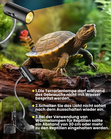 Лампа для тераріуму BrightArk Turtle Heat Lamp 50W UVA/UVB Reptilium Heater Lamp with Regulated Clip Cover E27 Pattern Cover for Cherry Spider, Jastrits, Amphibias (2 лампочки в комплекті)