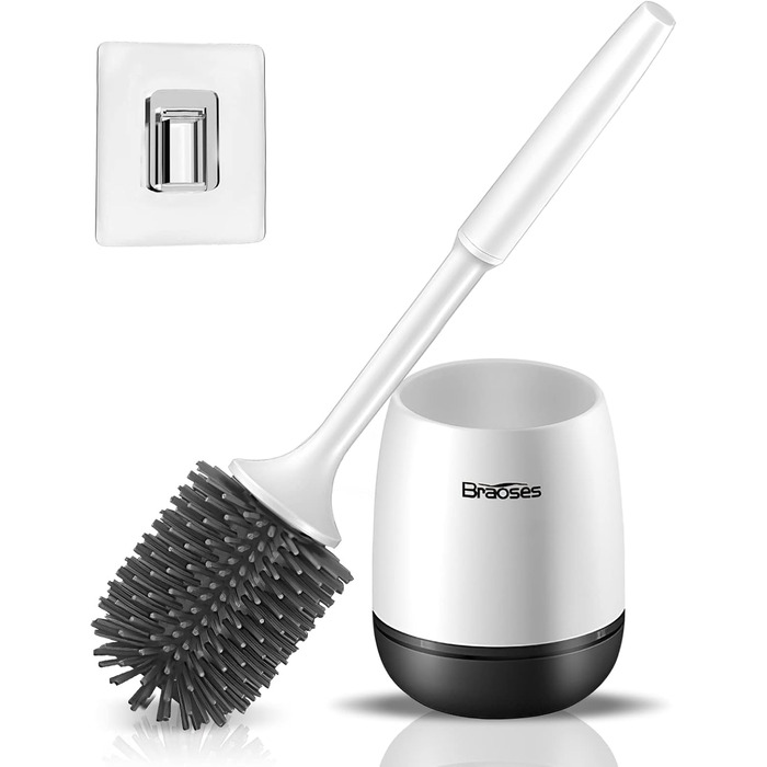 Щітка для туалету Braoses з тримачем набір силіконових щіток для туалету з довгою ручкою та швидковисихаючим тримачем для ванної к
