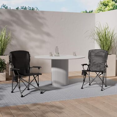 Міцний кемпінговий стілець XXL, вантажопідйомність до 250 кг, з підлокітниками, тримачем для напоїв, сумкою-холодильником та міцною сталевою рамою, крісло для риболовлі, складне, довговічне, темно-сірий колір