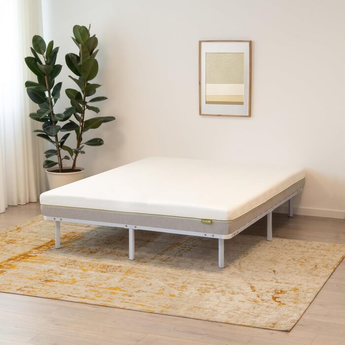 Металеве ліжко i-flair з рейковою основою NAMARA 140x190 см - Висота 28 см, стабільне гостьове ліжко з місцем для зберігання на ніжках, підходить для всіх матраців - Біле 140x190 см Біле