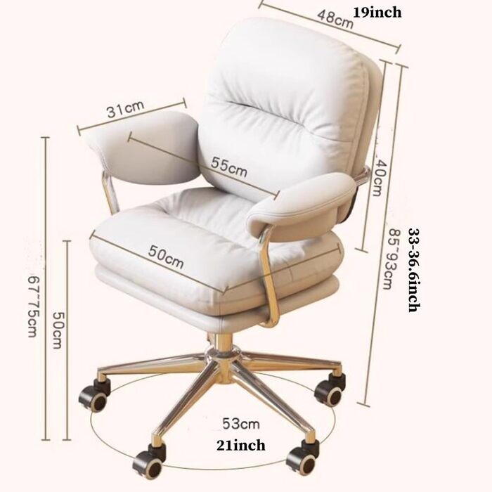 Крісло-туалетний столик з м&39якими підлокітниками, регульовані по висоті обертові крісла зі шкіри, регульоване крісло керівника, сучасне офісне крісло для спальні та домашнього офісу (B, Стиль 2) B Стиль 2