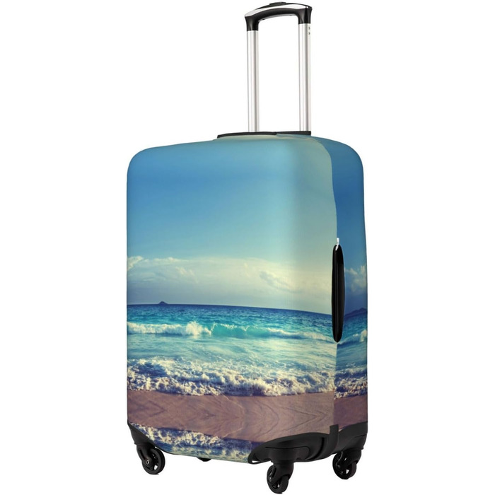 Чохол для багажу Захід сонця на Сейшелах - еластичний захисний чохол від подряпин та пилу, чорний, розмір 90