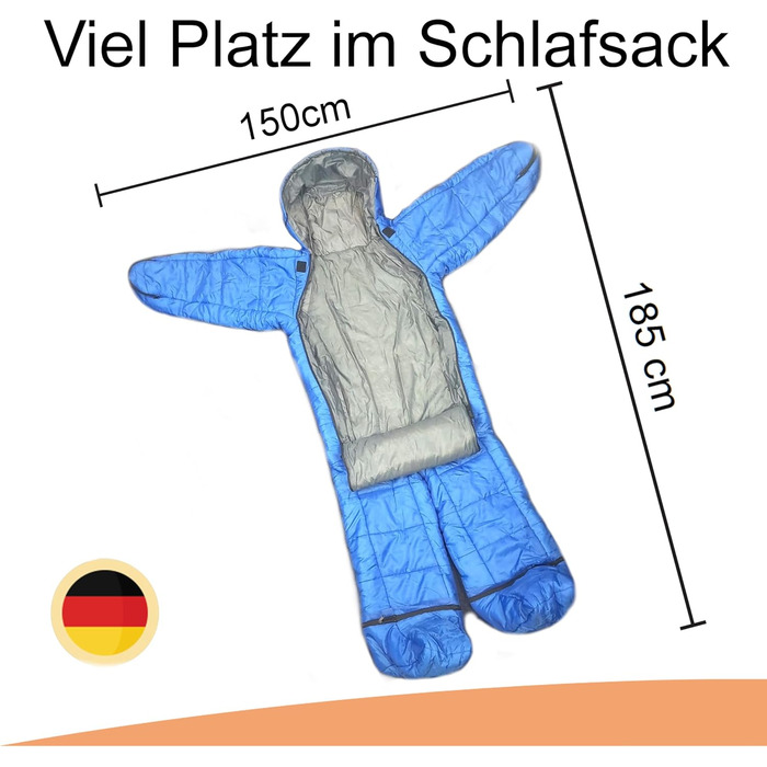 Портативний спальний мішок з ручками та ногами, підходить для використання в приміщенні та на вулиці, водовідштовхувальний для активного відпочинку, із застібками-блискавками для рук та ніг, для кемпінгу та підготовки.