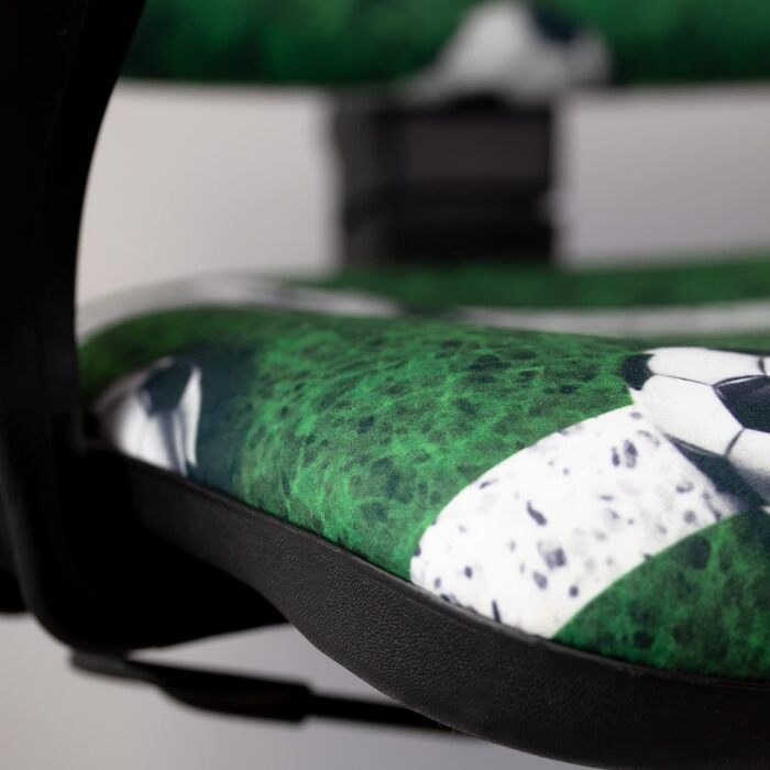 Дитячий офісний стілець з регульованою висотою - Ергономічне дитяче офісне крісло з 5 колесами, обертове дитяче крісло зі спинкою, зелений, зелений, Bred, футбол