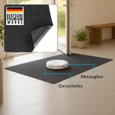 Тонкий надзвичайно плоский килимок для дверей товщиною 2 мм, 60 x 90 см, тонкий килимок для внутрішніх приміщень, тонкий повстяний килимок з протиковзкою підкладкою, килимок для внутрішніх приміщень, антрацитово-сірий, 90 см x 60 см