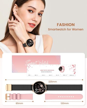 Жіночий смарт-годинник RUXINGX, круглий смарт-годинник 1,27 дюйма з функцією телефону, 24-годинний монітор серцевого ритму SpO2, фітнес-годинник з монітором сну, 126 спортивних режимів, крокомір, IP68, сумісний з iOS/Android, подарунковий годинник для жін