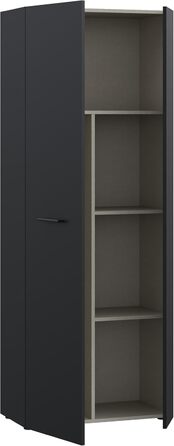 Шафа 70 180, Багатоцільова шафа, Шафа для пилососа, Місце для зберігання, Шафа з відкидними дверцятами, 2-дверна з полицями, Чорна, 68,7 см завширшки x 181,1 см заввишки x 36,5 см завглибшки Чорна багатоцільова шафа, 106