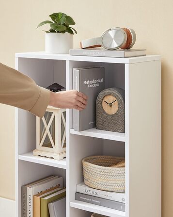 Книжкова шафа VASAGLE, книжкова полиця, з 5 відділеннями, офісна полиця, кубічна полиця, окремостояча полиця, для вітальні, спальні, офісу, дитячої кімнати, білий LBC25WT білий 5 відділень (24Г x 50Ш x 80В см)