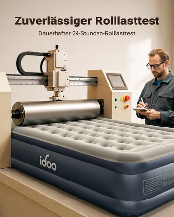 Самонадувальний надувний матрац, надувне ліжко для 2 осіб, надувний матрац, гостьове ліжко з електричним повітряним насосом, швидке надування за 3 хвилини для кемпінгу, 152x203x46 см, сірий, 2 особи (152x203x46 см)