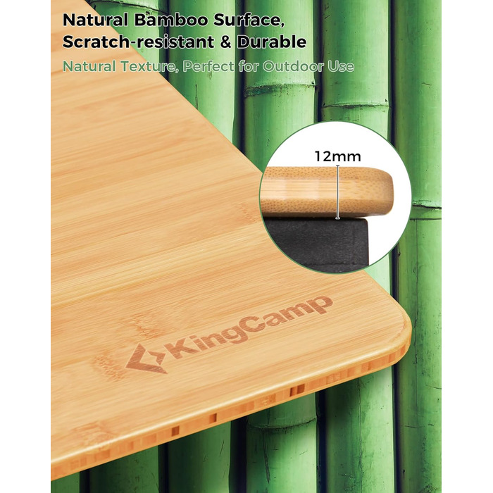 Складана кемпінгова кухня KingCamp з раковиною, бамбукова кемпінгова шафа, складна вулична кухня з місцем для зберігання, вітровим склом та тримачем для лампи, міцна алюмінієва рама, дорожня кухня, кемпінгові меблі для пікніків-барбекю, кемпінгова шафа з 