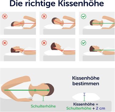 Подушка для шиї Blumtal - Ортопедична подушка - Подушка з піни з ефектом пам&39яті - Сертифікована подушка Oeko-TEX від болю в шиї - Ергономічна подушка для сну на боці - Подушка для шиї для ліжка - Подушка для шиї 60 см x 36 см x 13 см