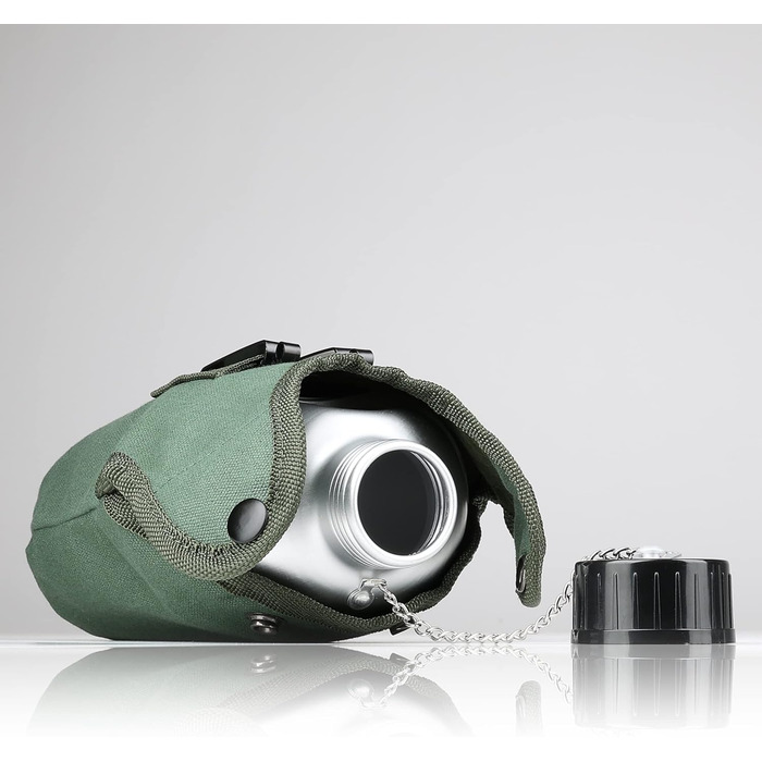 Алюмінієва фляга Ganzoo 1 літр, включаючи чашку для пиття (контейнер для приготування їжі), пляшка Збройних сил Німеччини/алюмінієва дорожня пляшка тканинна сумка Збройні сили Німеччини Зелений срібний / Зелений Збройні сили Німеччини