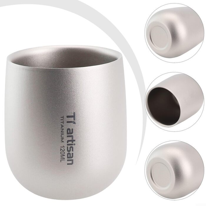 Двостінна туристична кружка, 120 мл, титанова кавова кружка для гарячих і холодних напоїв, подорожей на природі та пікніків