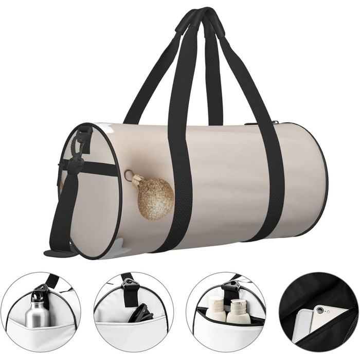 Дорожня сумка-циліндр, білий зірковий принт та зоряний декор, спортивна сумка для чоловіків та жінок, сумка-мішок, спортивна дорожня сумка