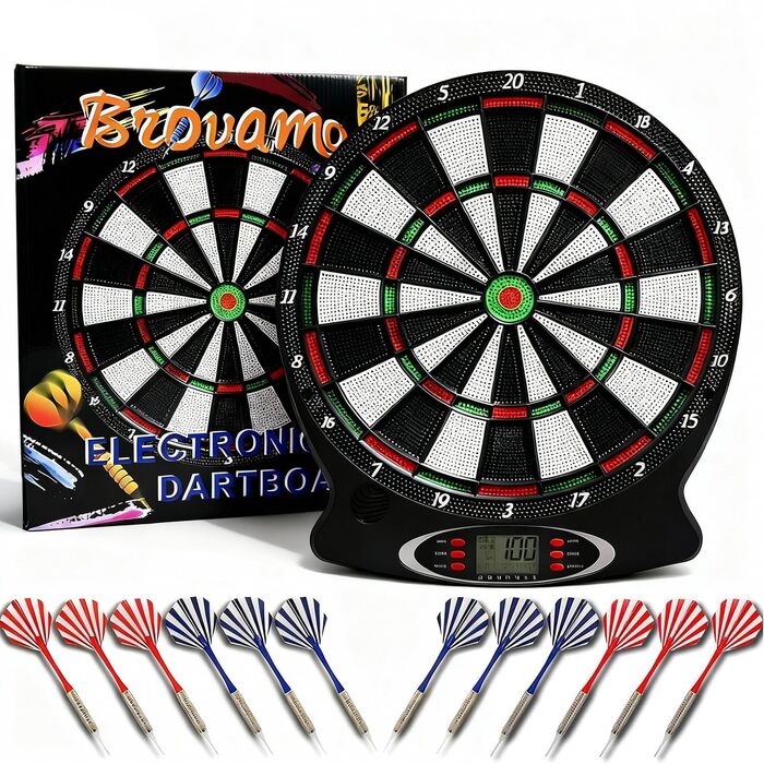 Електронна мішень для дартсу, Електронна мішень для дартсу з 12 дротиками та 30 змінними наконечниками, Електронна мішень для дартсу з голосовим керуванням та РК-дисплеєм, Мішень для дартсу на батарейках, Електрична мішень для дартсу, Нова версія