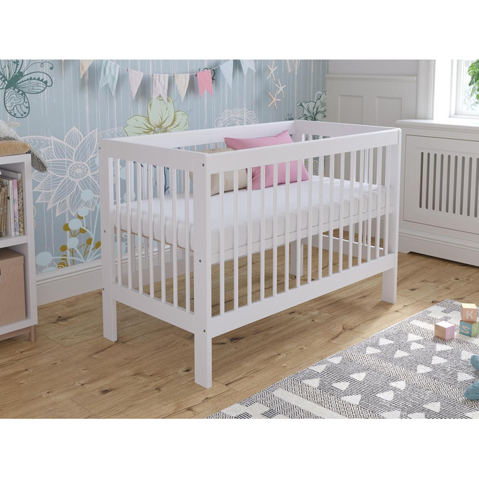 Дитяче ліжечко/спальне місце Love For Sleep 120x60 см із захисним бар&39єром, трансформоване, біле. Дитяче ліжко Luca, дерев&39яне дитяче ліжко - Дитяче ліжко, дитяче ліжко, росте разом з вашою дитиною, біле Без шухляди.