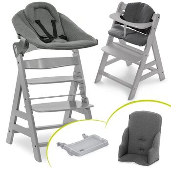 Дитячий стільчик для годування Alpha XXL Набір від народження - Преміальне кріплення для новонароджених з 5-точковими ременями без