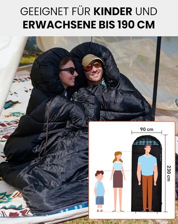 Спальний мішок KingCamp для дорослих, зимовий, фланелевий, компактний, 3-4 сезони, ковдра для кемпінгу, подорожей, наметів, походів, на вулиці, в приміщенні, від 4C до -15C/230 x 90 см Thicker Pro Navy-L-Zip