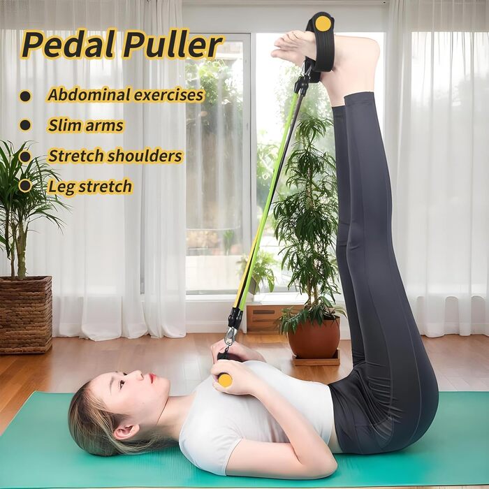 Еспандер для педалей, тренажер для м&39язів живота еластичний, нековзний, регульований, для фітнесу, тонусу, розтяжки вдома, чорний