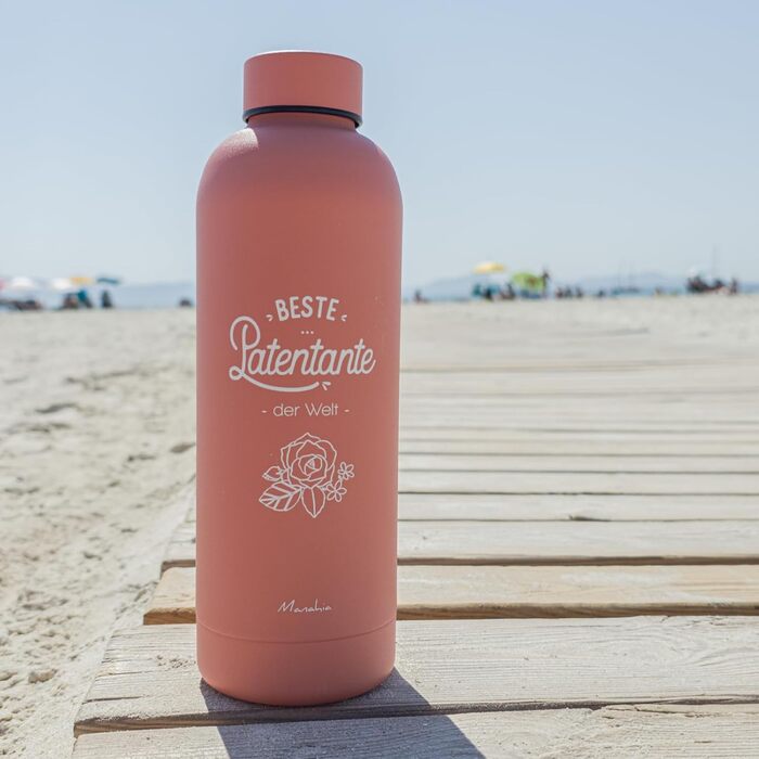 Подарункова термопляшка Manahia Godmother - Найкраща хрещена мати у світі - Термос з нержавіючої сталі 500 мл рожевого кольору - Ідея подарунка на хрестини, день народження та Різдво - У комплекті подарункова коробка