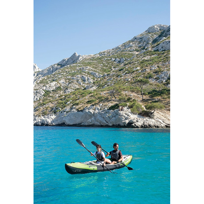 Надувний каяк Sevylor Yukon, канадське каное Надувний каяк Sevylor Yukon, двомісний складний каяк, включаючи сумку, манометр та плавник, 382 x 98 см