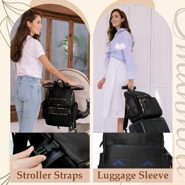 Сумка для сповивання дитини, рюкзак, пеленальна сумка, дорожній рюкзак, дитячі сумки для мам і тат Чорний