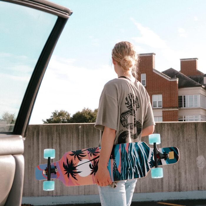 Лонгборд 39 дюймів, з кульковими підшипниками ABEC-9, Drop-Through Freeride Skateboards Cruiser I кокосове дерево