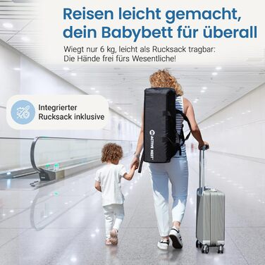 Дитяче ліжечко-дорожнє з матрацом та рюкзаком площа лежання 9660 см (03 роки) збирається за 15 секунд легка вага 6 кг компактна складна конструкція бічний вхід водовідштовхувальний матрац