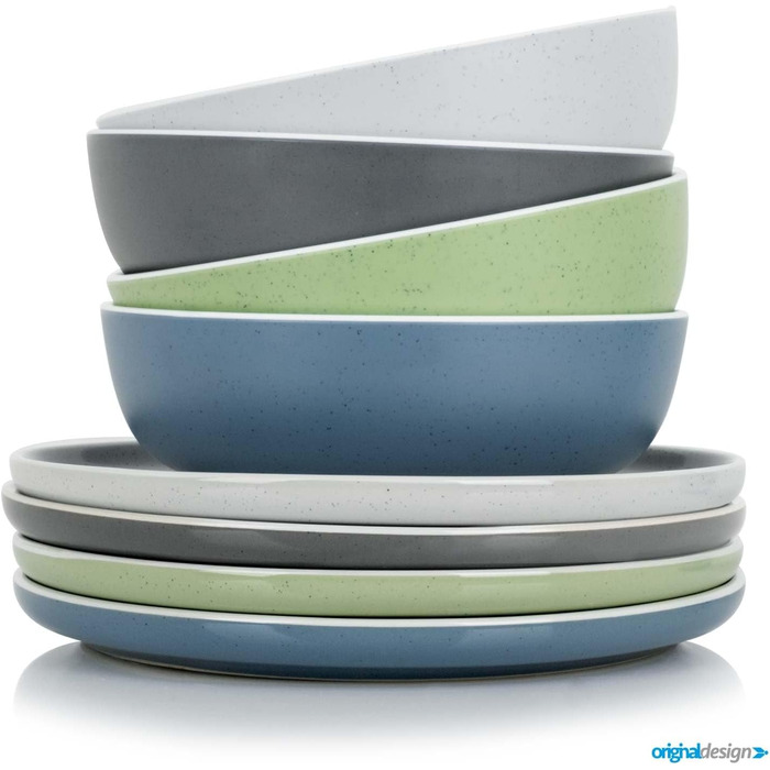 Набір меламінового посуду для кемпінгу 12 предметів - Тарілки та миски для 2-4 осіб DOLOMIT Midday - Штабелюється, стійкий до подряпин Midday, 12 предметів