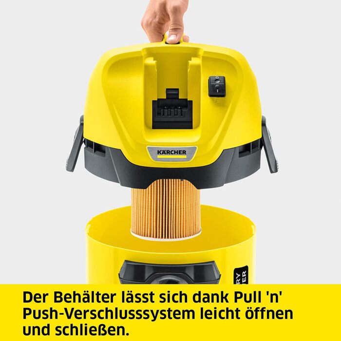 Акумуляторний пилосос для вологого/сухого прибирання Krcher 36 В WD 3 Акумулятор, патронний фільтр, всмоктувальний шланг 2 м, розм