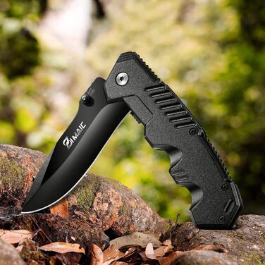 Складаний ніж I Гострий кишеньковий ніж I Одноручний ніж, ніж для активного відпочинку та виживання з чорним лезом з нержавіючої с