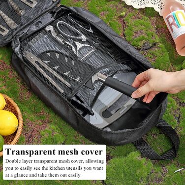 Необхідне для кемпінгу, кухонне начиння Evanda для кемпінгу, дорожнє начиння, портативний набір кухонного начиння для подорожей, пікніків, кемперів, кемпінгу, барбекю, вечірок