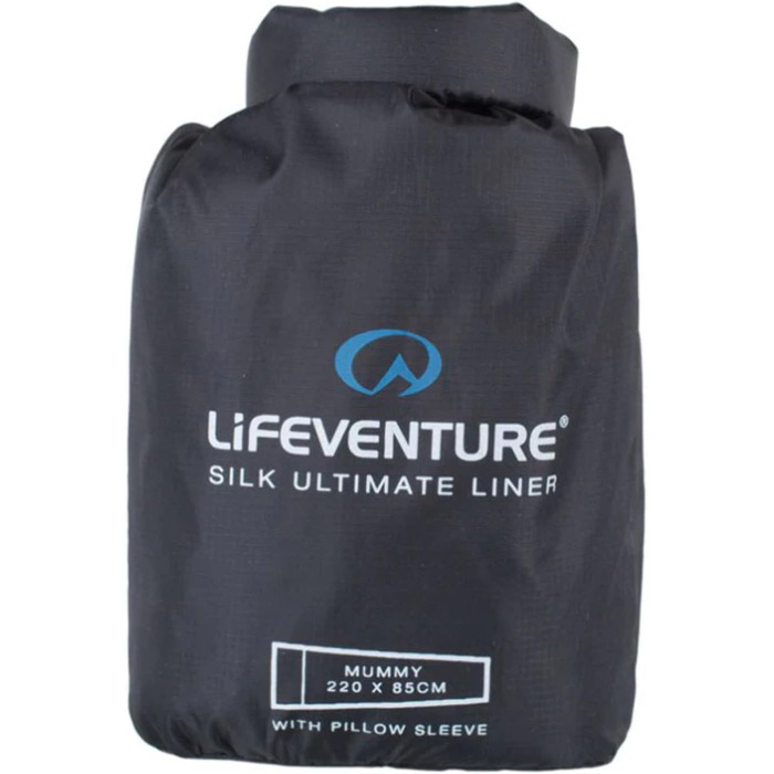 Вкладиш до спального мішка Lifeventure Silk Ultimate Легке простирадло для подорожей і кемпінгу для використання самостійно або як додаткове джерело тепла для спального мішка з формою мумії Polygiene Mummy Shape