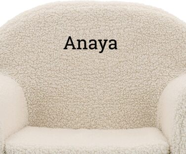 Дитяче крісло &quotВаш сюрприз&quot з іменем - Персоналізоване дитяче крісло з іменем або текстом, виготовлене з бавовни для хлопчиків та дівчаток віком від 1 до 4 років (Білий - Тедді)