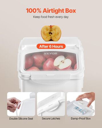 Контейнери для зберігання продуктів VEVOR, 2 шт. Дозатори для сухого корму, 2 x 20 л контейнери для круп, борошна, цукру, мюслі та інших кухонних інгредієнтів, герметичні контейнери для корму для тварин з коліщатками та мірною склянкою.