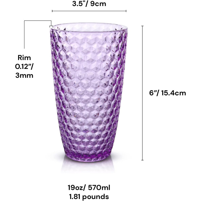 Стакани BELLAFORTE Laguna Beach з ударостійкого пластику Tritan, високі, 540 мл, небиткий посуд для напоїв на відкритому повітрі,