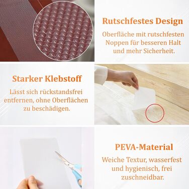 Прозорі сходинки, 15 шт. , 60 x 10 см, самоклеючі, водонепроникні, протиковзкі сходинки для дерев&39яних сходів, гвинтових сходів та підлоги