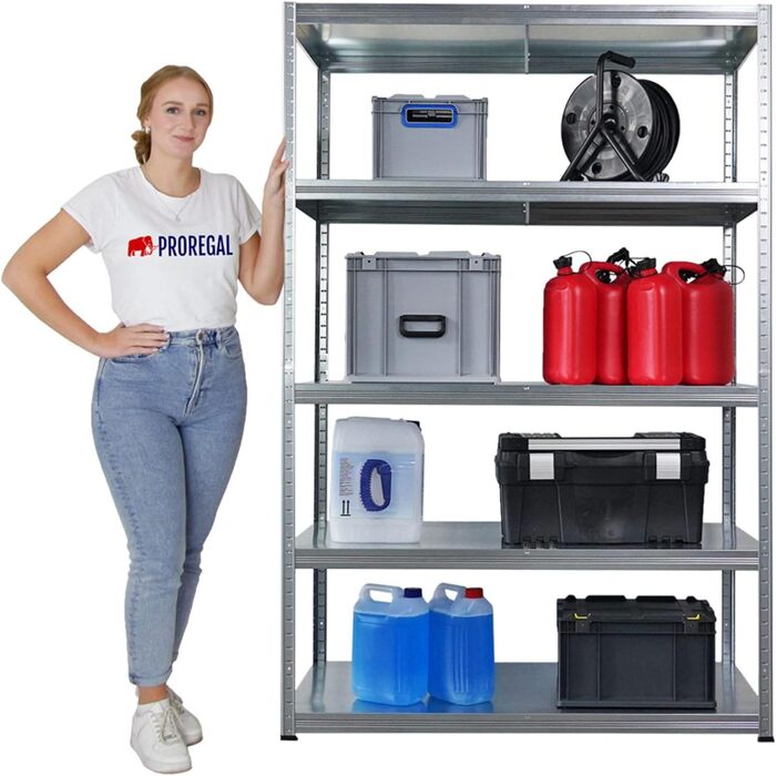 Набір економ-класу з 5 предметів Металеві стелажі Steel Eagle 180x120x60 см Навантаження на полицю 130 кг Оцинковані надміцні стелажі, кухонні стелажі, стелажі для підвалу, стелажі без болтів, гаражні стелажі, стелажі для зберігання 5 шт. ВxШxГ 180x120x60