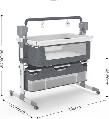 Дитяче ліжечко-ліжечко, дитяча колиска з колесами, дихаюча сітчаста тканина, безпечна та стійка конструкція, дитяче ліжко з 5 режимами гойдання (БЕЖЕВИЙ)