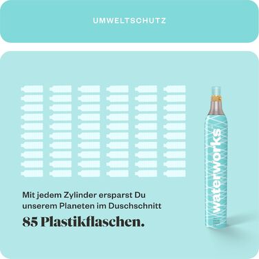 Водопровідна система 2 x циліндр CO2 I Підходить для SodaStream*, Grohe Blue, Aarke, Brita, WasserMaxx та багатьох інших виробників газованої води I Для до 60 л на заправку I * Не для швидкого підключення