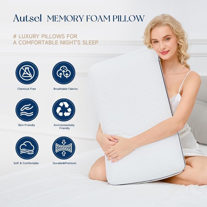 Подушка з гелевої піни з ефектом пам&39яті, ергономічна подушка зі знімним чохлом, ортопедична подушка для сну на боці, подушка для зняття болю в шиї, 70 * 40 * 13 см