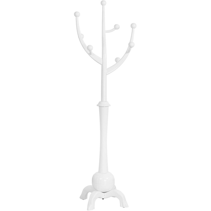 Вішалка для одягу Bekrvio, окремостояча вішалка для одягу з масиву дерева з 8 гачками, деревоподібний дизайн, ялинка зі стійкою кульковою основою, вантажопідйомність до 75 кг, для коридору, вхідної зони, спальня білого кольору 062