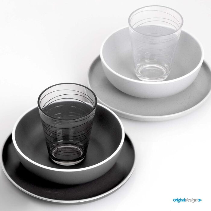 Набір меламінового посуду для кемпінгу 12 предметів - Тарілки та миски для 2-4 осіб DOLOMIT Midday - Штабелюється, стійкий до подряпин Midday, 12 предметів