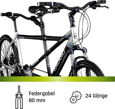Гірський велосипед Galano Tandem 26 дюймів Nashville 24 швидкості MTB Hardtail чорний/сірий 53/46 см