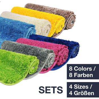 Комплект килимків для ванної WohnDirect із 3 предметів - 3 килимки для ванної (45x45 50x80 60x100 см) - нековзні та миючі килимки для ванної - без вирізу - сірий 50x80 60x100 45x45 без вирізу для унітазу сірий