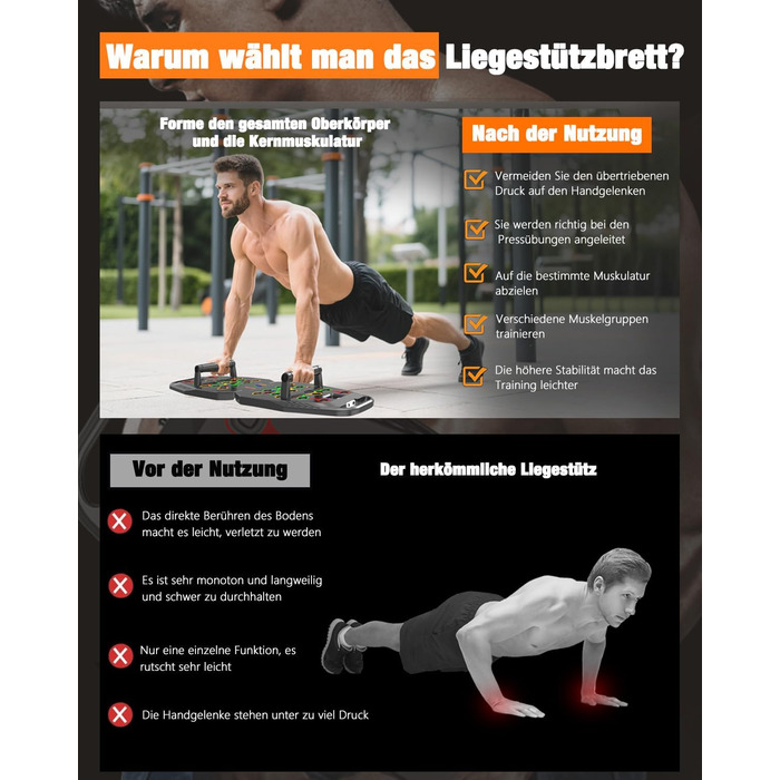 Дошка для віджимань 20-в-1, чорна, складна багатофункціональна дошка для домашнього тренування, портативна рама для віджимань, регульована дошка для віджимань, чорна, так, для чоловіків