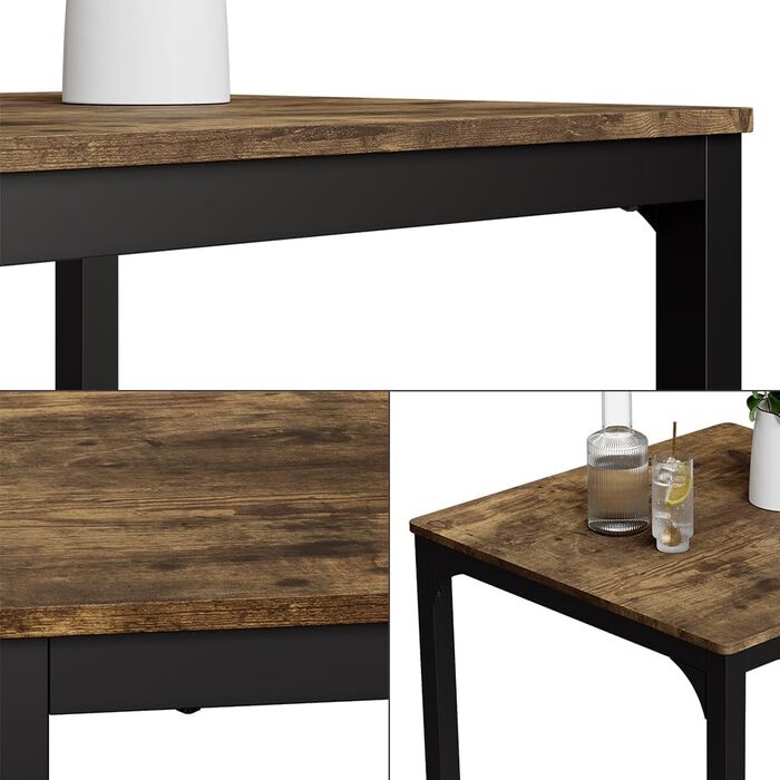 Обідній стіл Vicco Fyrk, чорний/рустикальний дуб, 70 x 70 см. Стіл чорного/рустикального дуба 70 см