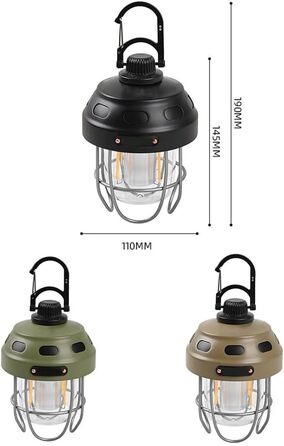 Акумуляторний кемпінговий ліхтар з акумулятором 2000 мАг, тепле/жовте світло, клас захисту IPX3, конструкція з алюмінію, сталі та ABS-пластику, для наметів та використання на свіжому повітрі (зелений)