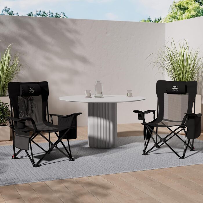 Комплект із 2 складних кемпінгових стільців та шезлонгів 2-в-1 180 кг Сумка-холодильник XXL Малий розмір упаковки Рибальське крісло, кемпінгове крісло, пляжний шезлонг, складне, легке сонцезахисне крісло - для кемпінгу, пляжу, фестивалю, активного відпочи